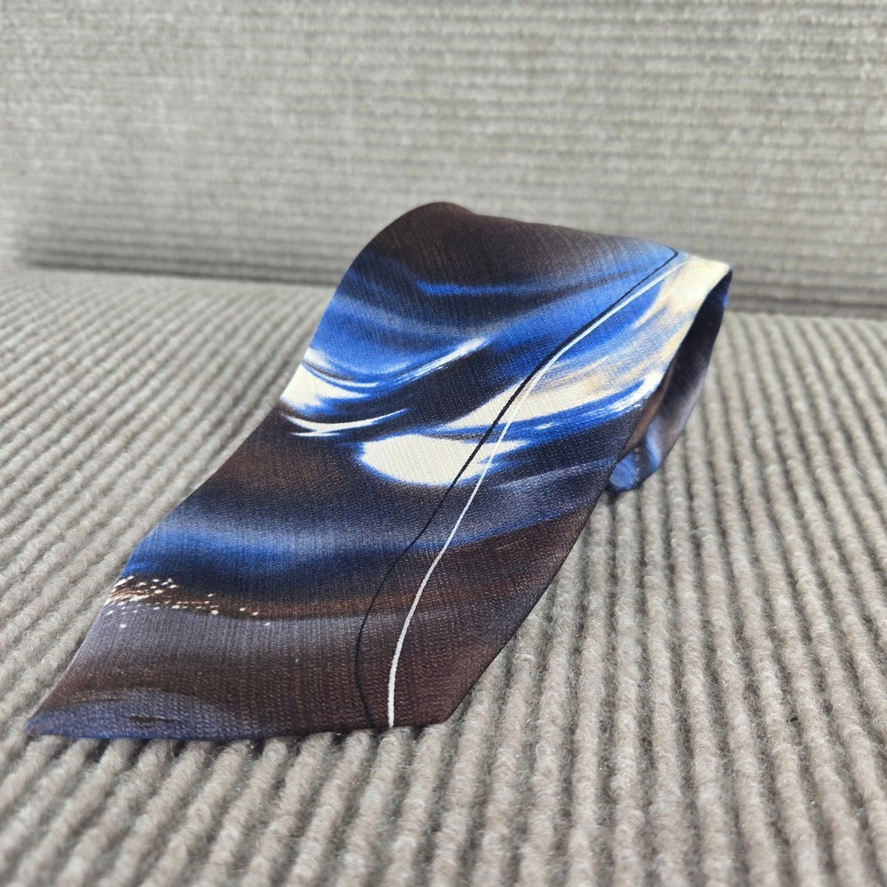 J. Garcia Mens Blue Brown Snake in Juggling Show Silk Abstract Art Necktie